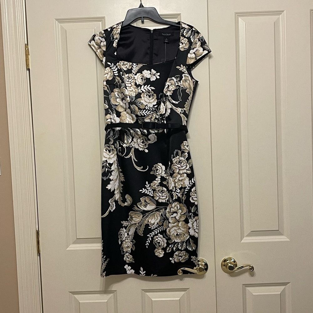 Floral Black and Cream Dress